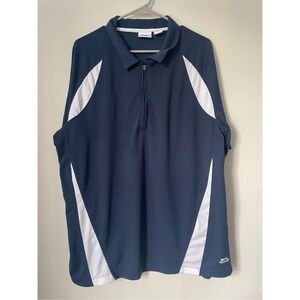 Slazenger Mens XL Pullover Short Sleeve Baseball Zip Jacket Navy and White